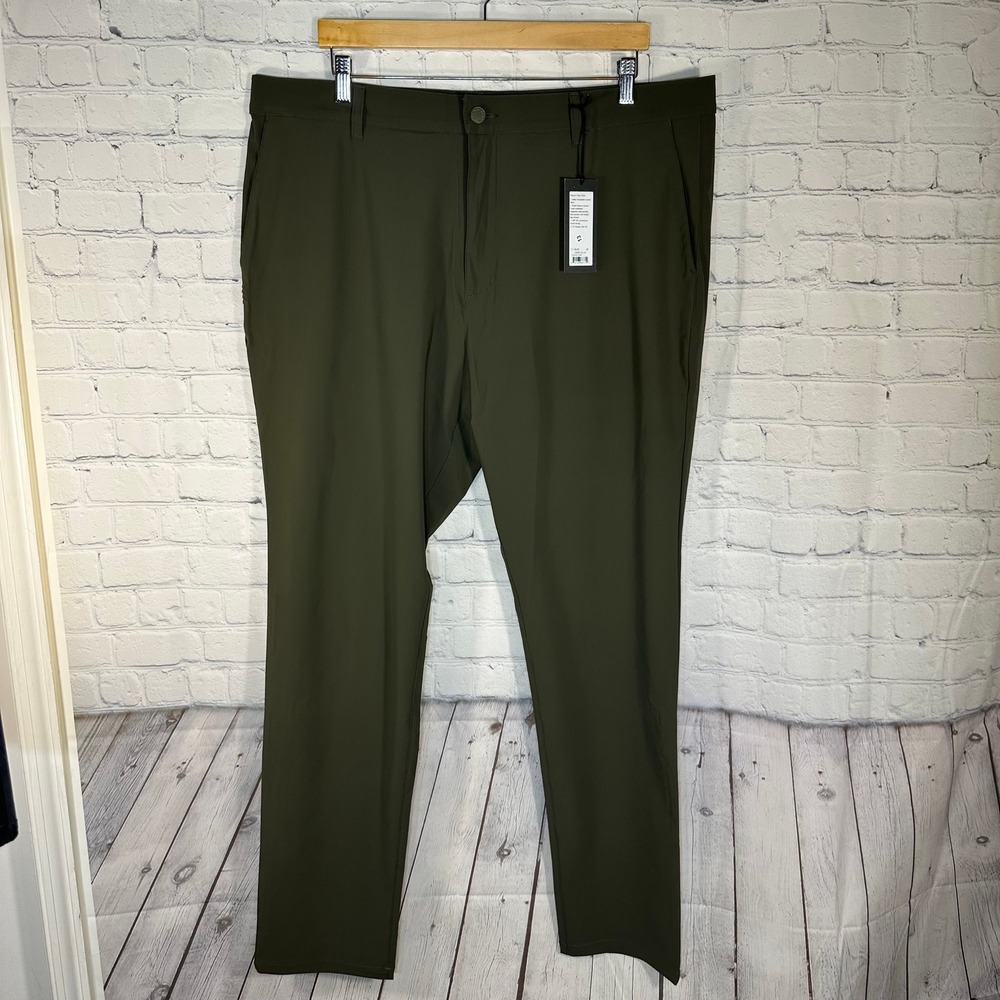 New Rhone Resort Pant Slim Survivor Green Mens 40 33 Italian Stretch Fabric NWT